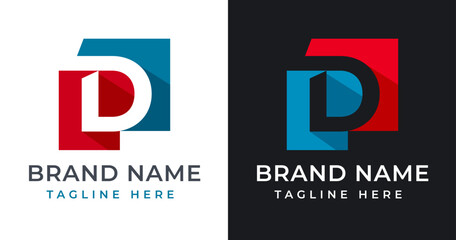 D Letter Logo Design with Abstract Square Shape - obrazy, fototapety, plakaty