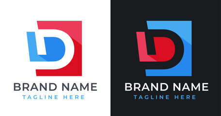 D Letter Logo Design with Abstract Square Shape