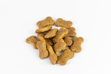 Dog treats isolated on white background. Dog biscuits. Dog food.