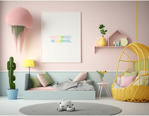 Kids room interior design. Digital art generative AI