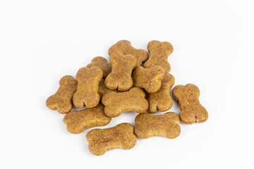 Dog food isolated on white background. Dog biscuits. Dog treats.