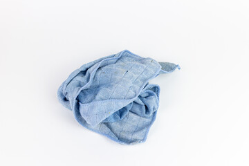 Blue rag isolated on white background. Clipping path included in file.