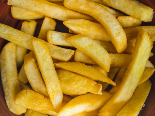 fries, potato chips, french fries. tasty gold fries. unhealthy food, fast food, junk food
