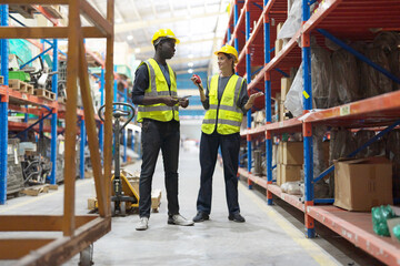 Professional female and male workers working.