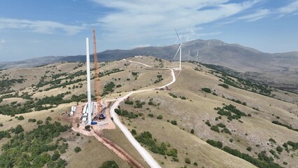 Construction of wind farm, wind turbines, and energy.