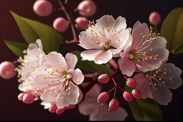 Obraz na płótnie Canvas Cherry blossoms (sakura) - The beautiful pink and white flowers are a symbol of spring and a popular subject for photography. Generative AI technology.