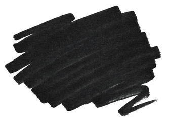 Black marker paint texture. Stroke isolated on transparent background