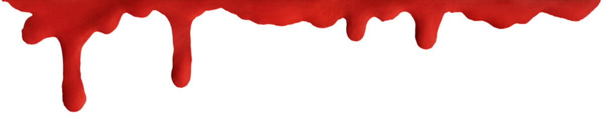 Dripping blood or red paint isolated on transparent background - obrazy, fototapety, plakaty