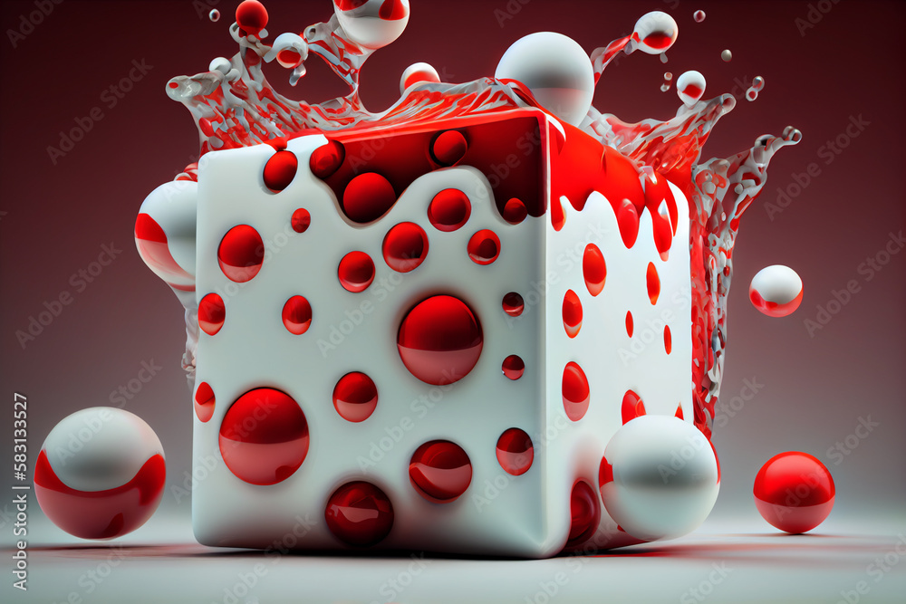 Poster beautiful abstract of human red and white blood cells isolated on white background generative ai tec