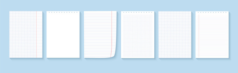 Sheets of paper notepad with shadow. Blank notepad sheets