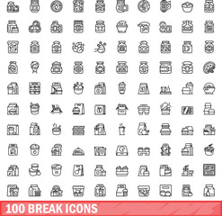 100 break icons set. Outline illustration of 100 break icons vector set isolated on white background