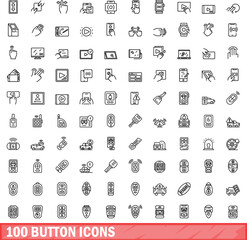 100 button icons set. Outline illustration of 100 button icons vector set isolated on white background
