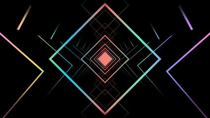 Color Geometric Illustration. Geometric shapes with light beam, squares and lines, diverse colors.