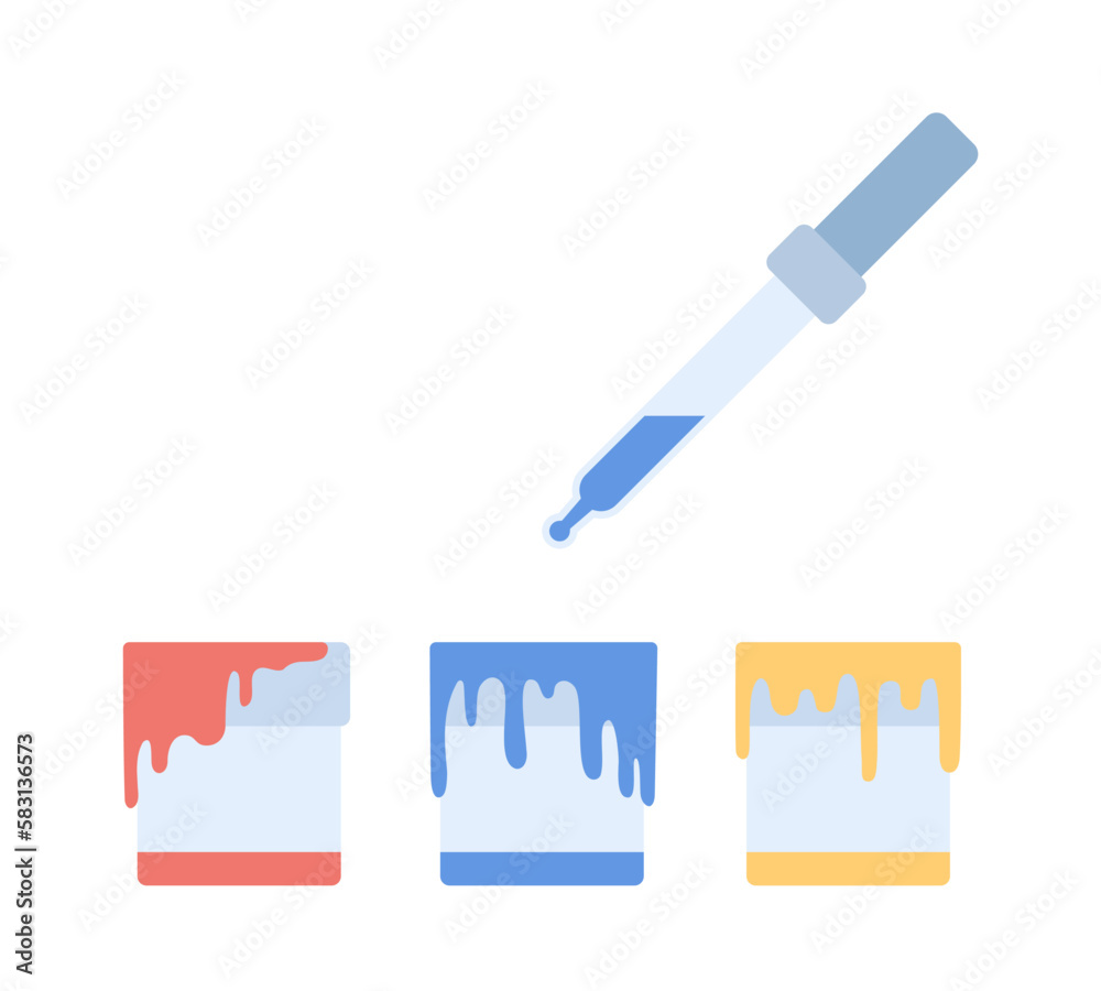 Poster choosing paint bucket with pipette semi flat color vector objects. picker tool. editable icon. full 