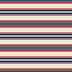 Simple nautical themed design with navy blue, red, beige and white horizontal stripes decoration