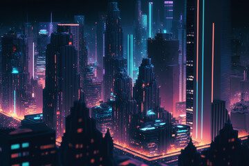 Futuristic abstract city a hub of technology and progress. Metaverse cyber concept idea. Innovation and advancement. Ai generated