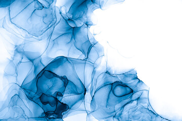 Marble ink abstract art from exquisite original painting for abstract background . Painting was painted on high quality paper texture to create smooth marble background pattern of ombre alcohol ink . © InfiniteFlow