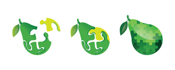 Green avocado and puzzle vector design