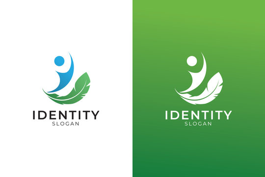 Vegan diet logo, lose weight logo illustration