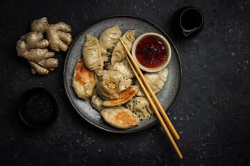 gyoza dumplings raviolis asiatique vapeur fait maison légumes et tofu