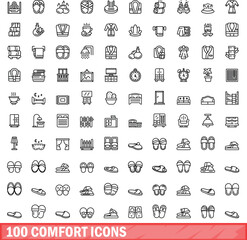 100 comfort icons set. Outline illustration of 100 comfort icons vector set isolated on white background