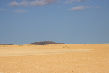 Fototapeta na wymiar Desert and a blue sky, Fuerteventura