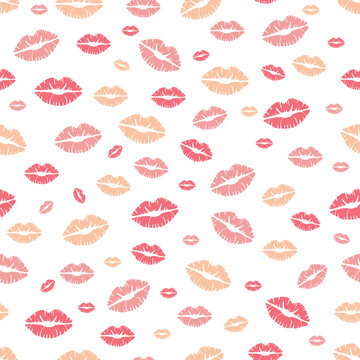Seamless decorative elegant pattern with lip impression. Print for textile, wallpaper, covers, surface. For fashion fabric. Retro stylization.