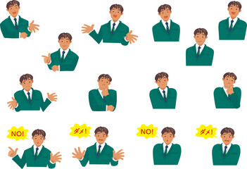 男性E-2セット 緑色のスーツ png