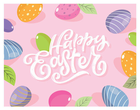 Lettering  about Easter for flyer and print design. Vector illustration. Templates for banners, posters, greeting postcards.