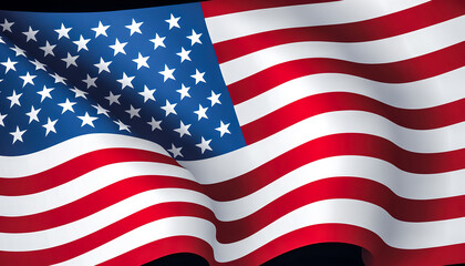 Obraz premium American flag in the wind close up, generative AI.