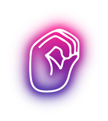 Set of Hands poses neon