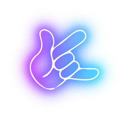 Set of Hands poses neon