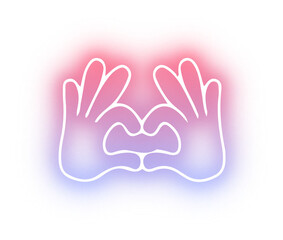 Set of Hands poses neon