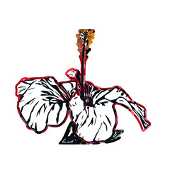Color sketch of a shoe flower with transparent background
