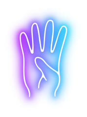 Set of Hands poses neon