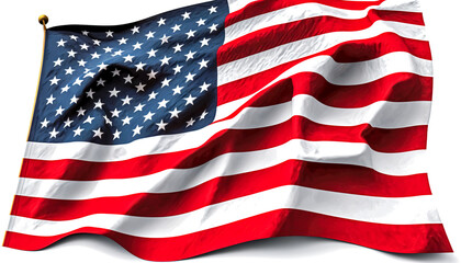 Obraz premium American flag in the wind close up, generative AI.