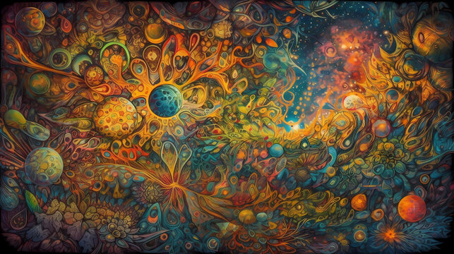 Exploring the Surreal Landscapes of Psychedelics A Trippy DMT and LSD Experience of Hallucinations made with Generative AI