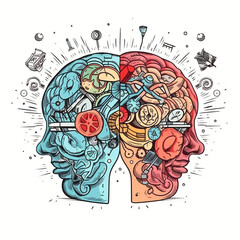 illustration of head with brain
