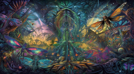 Exploring the Surreal Trippy Landscapes and Hallucinations in DMT LSD and Psilocybin Experiences made with Generative AI