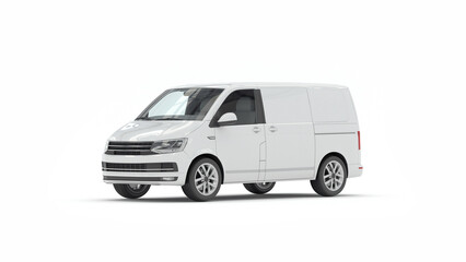 3D Illustration white minivan and vehicle on white background