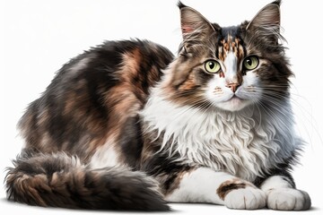 Fototapeta premium Portrait of a British cat on a white isolated background for advertising. Pet concept. Generative Ai