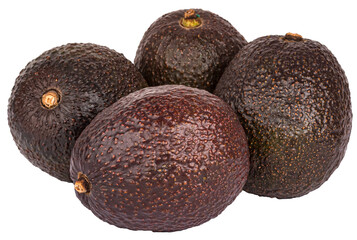 Four avocados isolated on white or transparent background