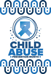 Fototapeta premium Child Abuse Prevention Month. Celebrate annual in April in United States. Stop child violence. Children protection and safety month. Unity for children. Poster, banner, background. Vector illustration