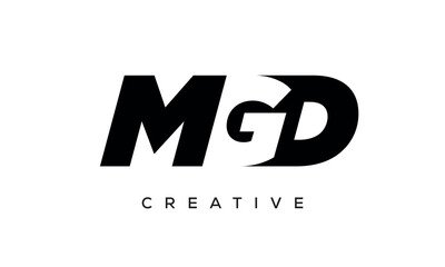 MGD letters negative space logo design. creative typography monogram vector	