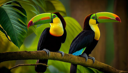 Toucan sitting on the branch Ai generated image