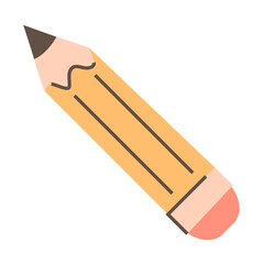 Pencil vector isolated. Drawing tool in cartoon style. Stationery object, art and education. Sharp wooden pencil with eraser.