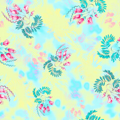 Flower bunch with watercolor multi background digital and textile print design