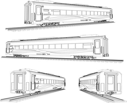 Executive Train Carriage Illustration Vector Sketch