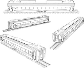 Executive train carriage illustration vector sketch