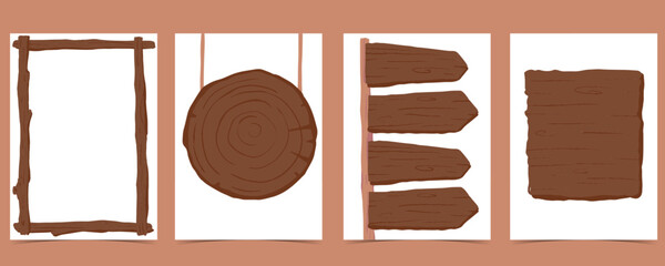 Wood frame collection of safari background set.Editable vector illustration for birthday invitation,postcard and sticker © piixypeach